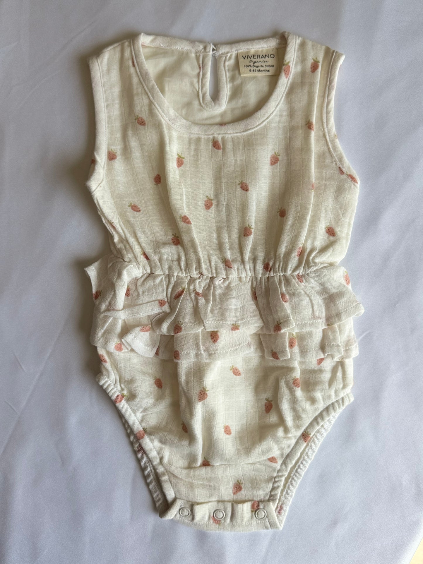 Strawberry ruffle onesie