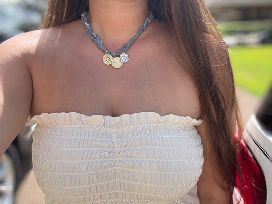 Beachy grey bandana necklace