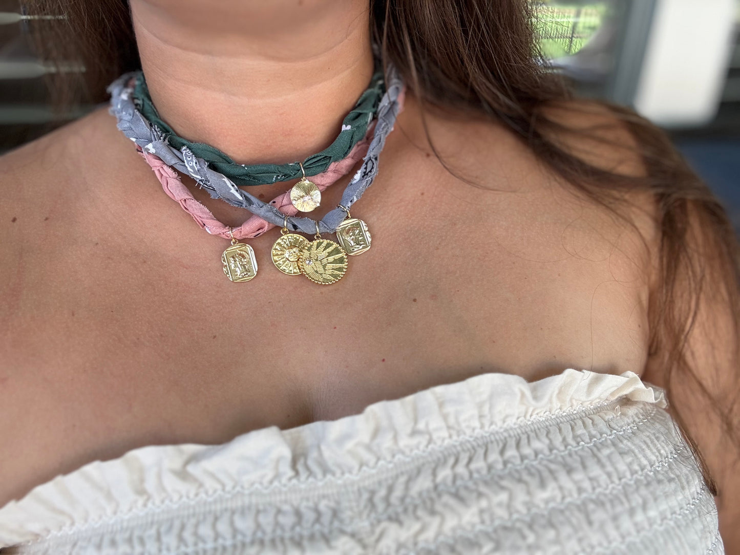 Green bandana necklace