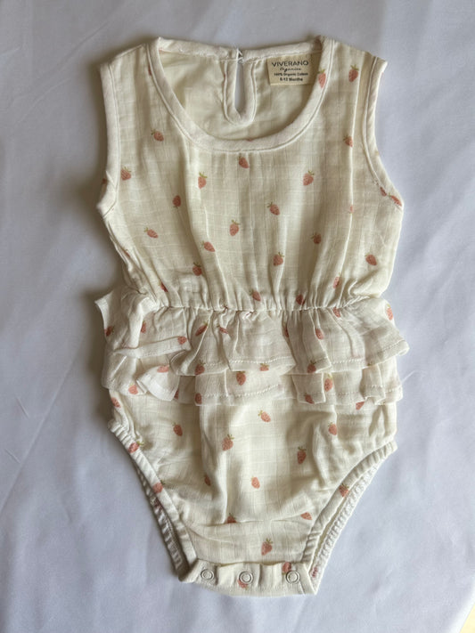 Strawberry ruffle onesie