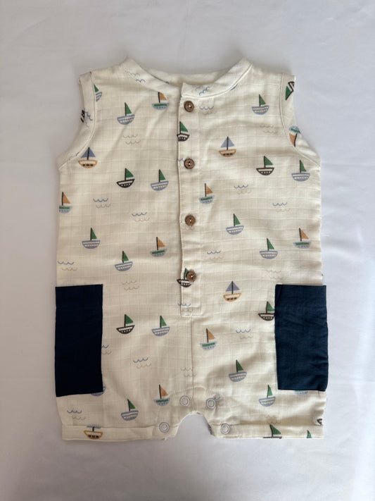Sailor crew boys shorts onesie